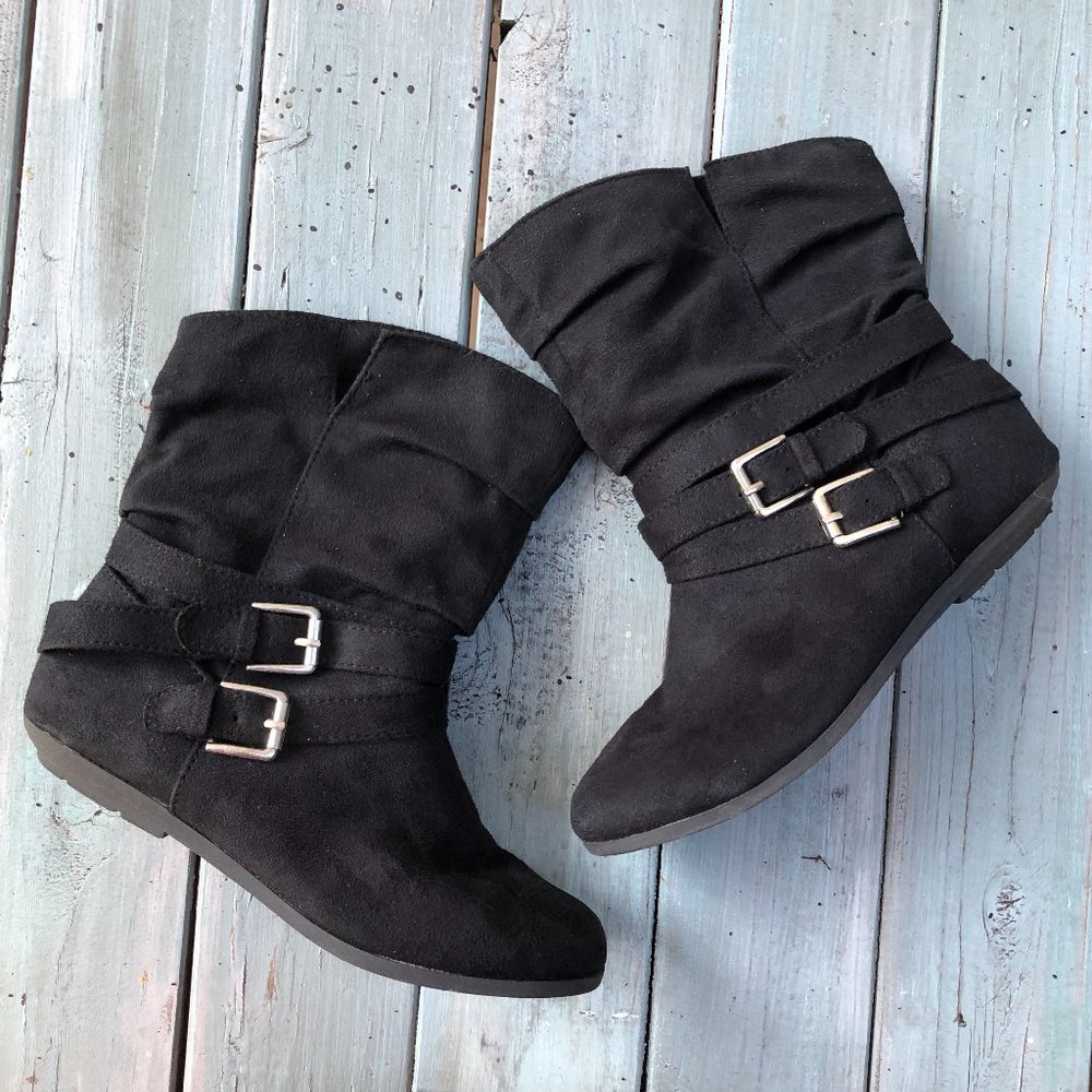 Rampage Black Slouchy Boots Girls Size 5